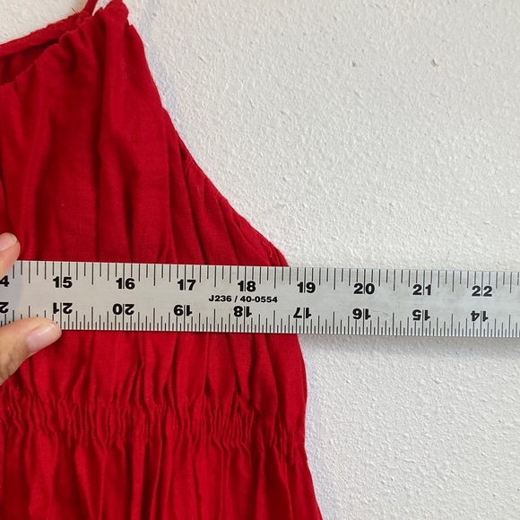 Madewell Textured V-Neck Midi Dress Medium Red Scarlet - Picture 4 of 6